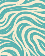 Teal And Cream Swirl Pattern Rug