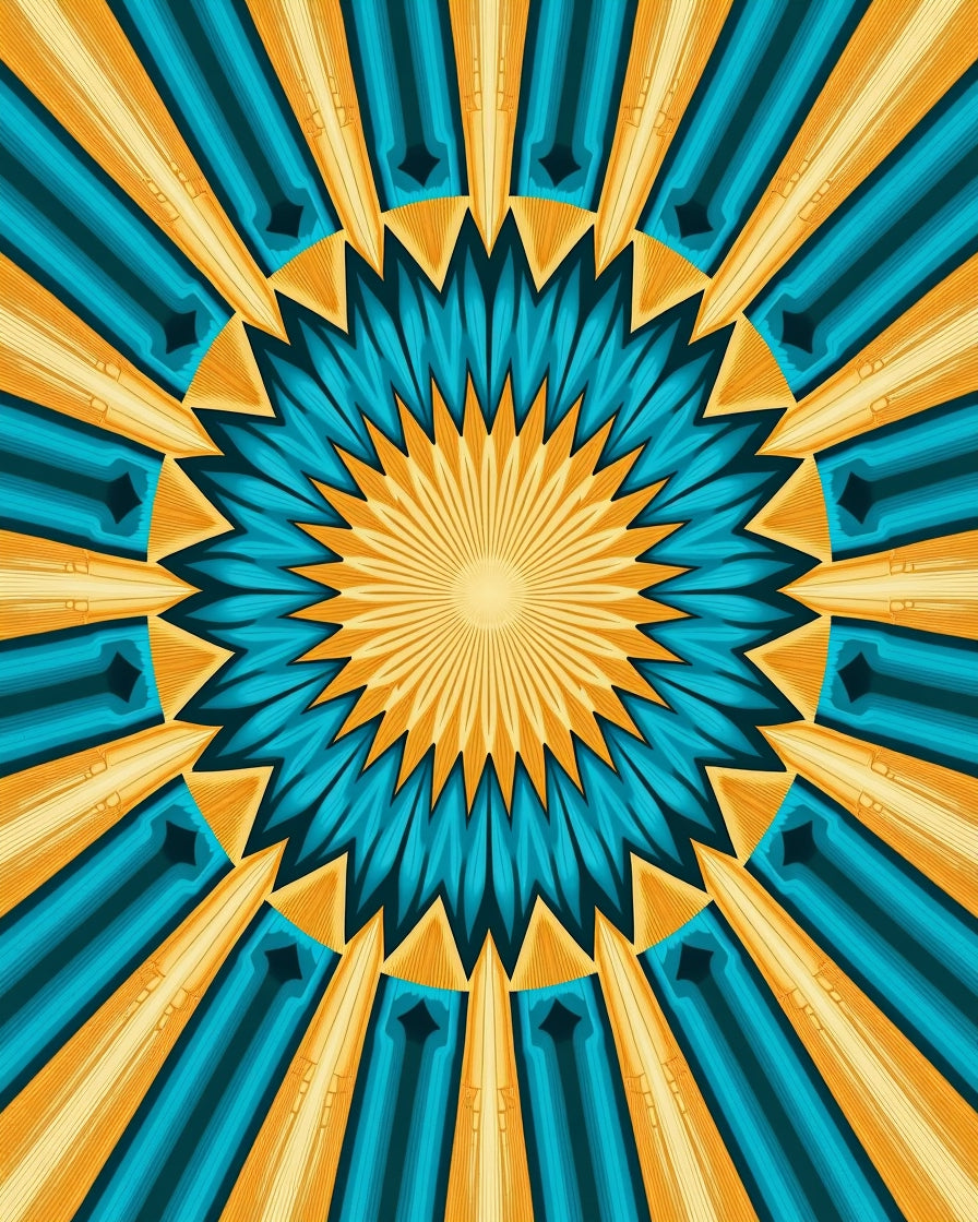 Radiant Sunburst Geometric Design Rug