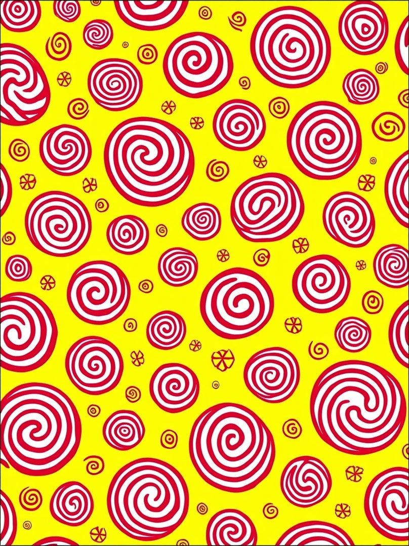 Red White Swirl Circles Pattern Rug