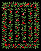 Red Berry Vine Border Rug
