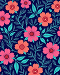 Bold Floral Pattern Navy Blue Rug