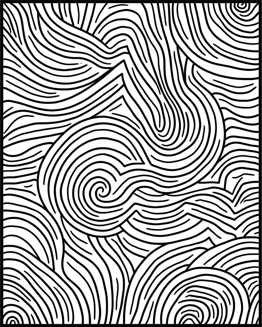 Whimsical Swirl Landscape Pattern Rug