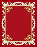 Traditional Red Gold Floral Border Design Rug