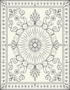 Floral Mandala Outline Line Art Rug