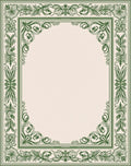 Elegant Green Floral Scrollwork Frame Rug