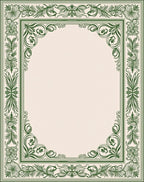 Elegant Green Floral Scrollwork Frame Rug