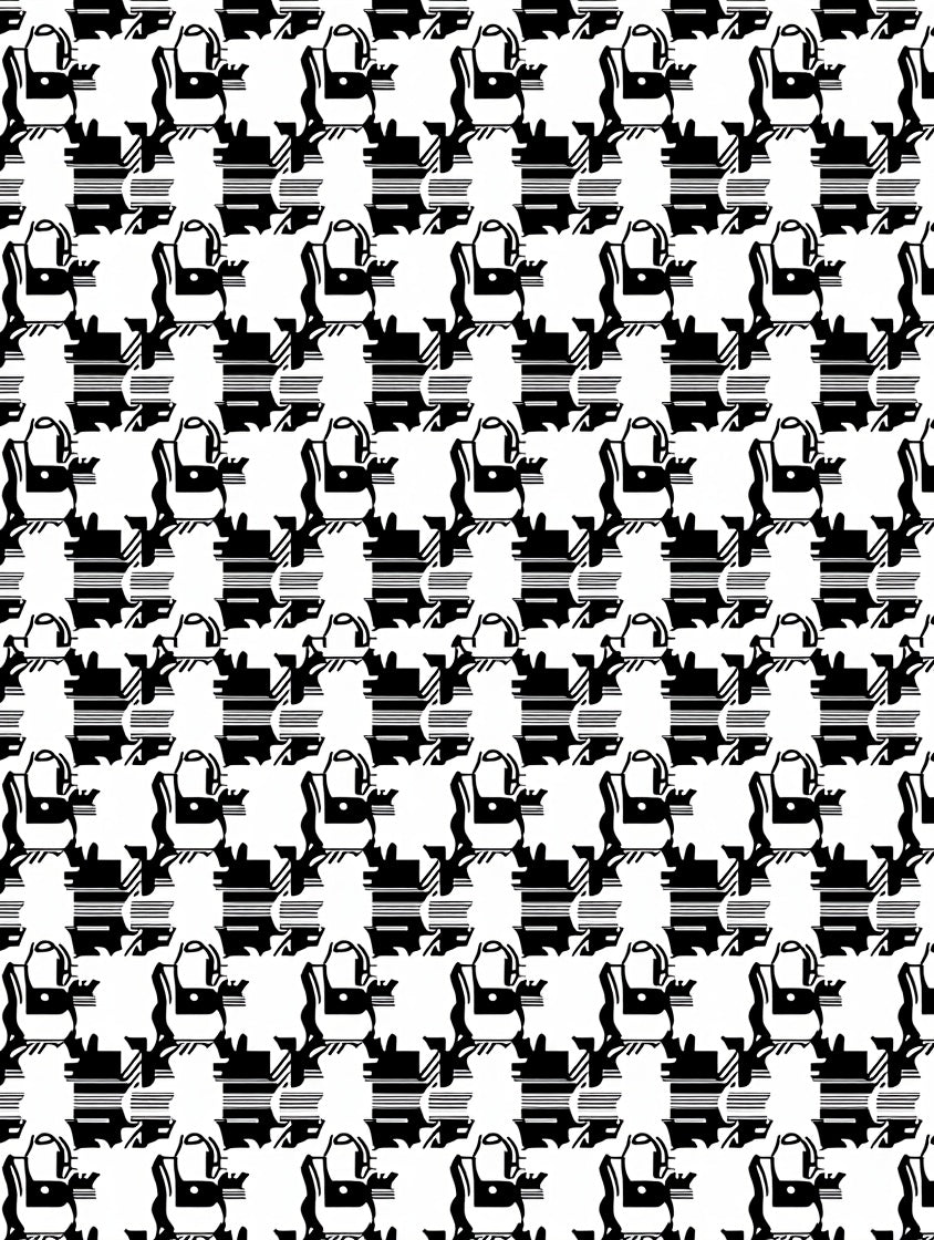 Abstract Geometric Houndstooth Pattern Rug
