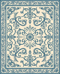 Classic Teal Floral Medallion Pattern Rug