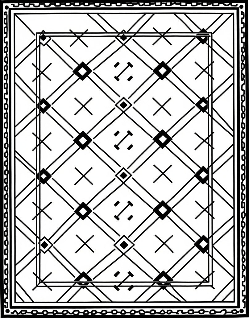 Bold Diamond Lattice Patterned Rug