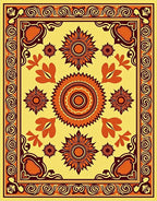 Geometric Floral Sunburst Patterned Rug