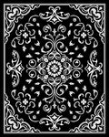 Ornate Black And White Floral Pattern Rug
