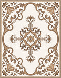 Elegant Brown Scrollwork Floral Accent Rug