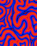Bold Red Blue Swirling Pattern Rug