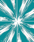 Radiant Starburst Teal White Aura Rug