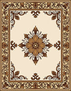Vintage Baroque Floral Centerpiece Rug