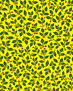 Festive Green Leaf Red Berry Pattern Rug