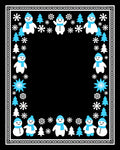 Whimsical Blue Snowman Winter Scene Rug