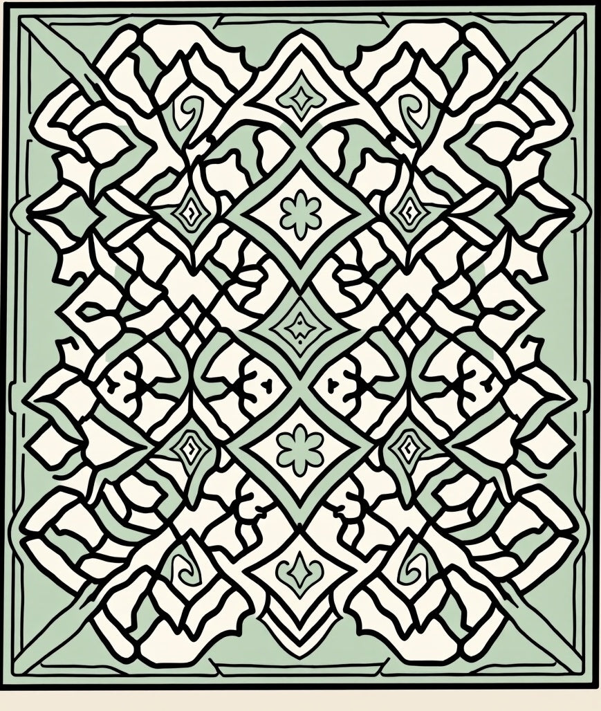 Mint Green Classic Geometric Designs Rug
