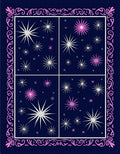Midnight Blue Pink Starburst Panels Rug