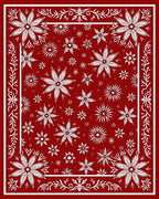 Festive Red Floral Pattern Rug