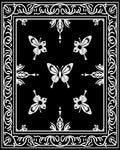 Elegant Black White Butterfly Pattern Rug