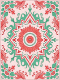 Coral and Mint Floral Mandala Design Rug