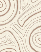 Abstract Swirl Pattern Cream Brown Rug