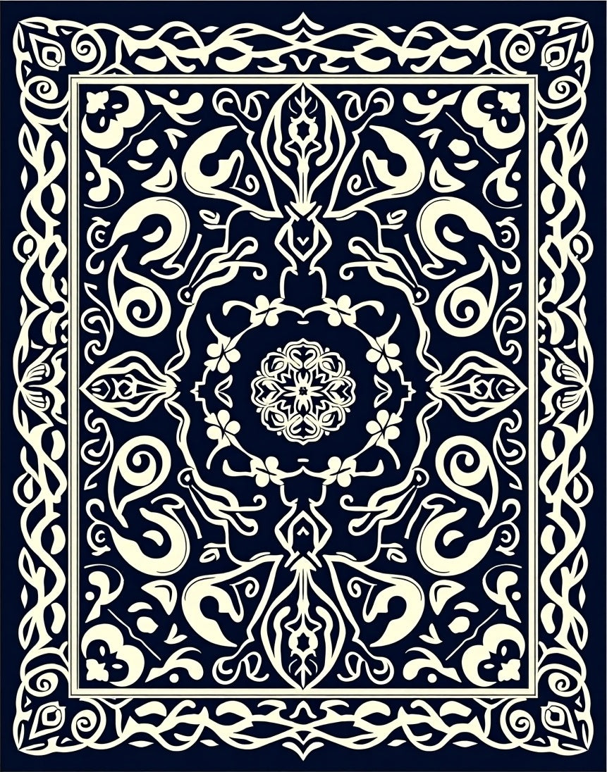 Vintage Arabesque Floral Pattern Rug