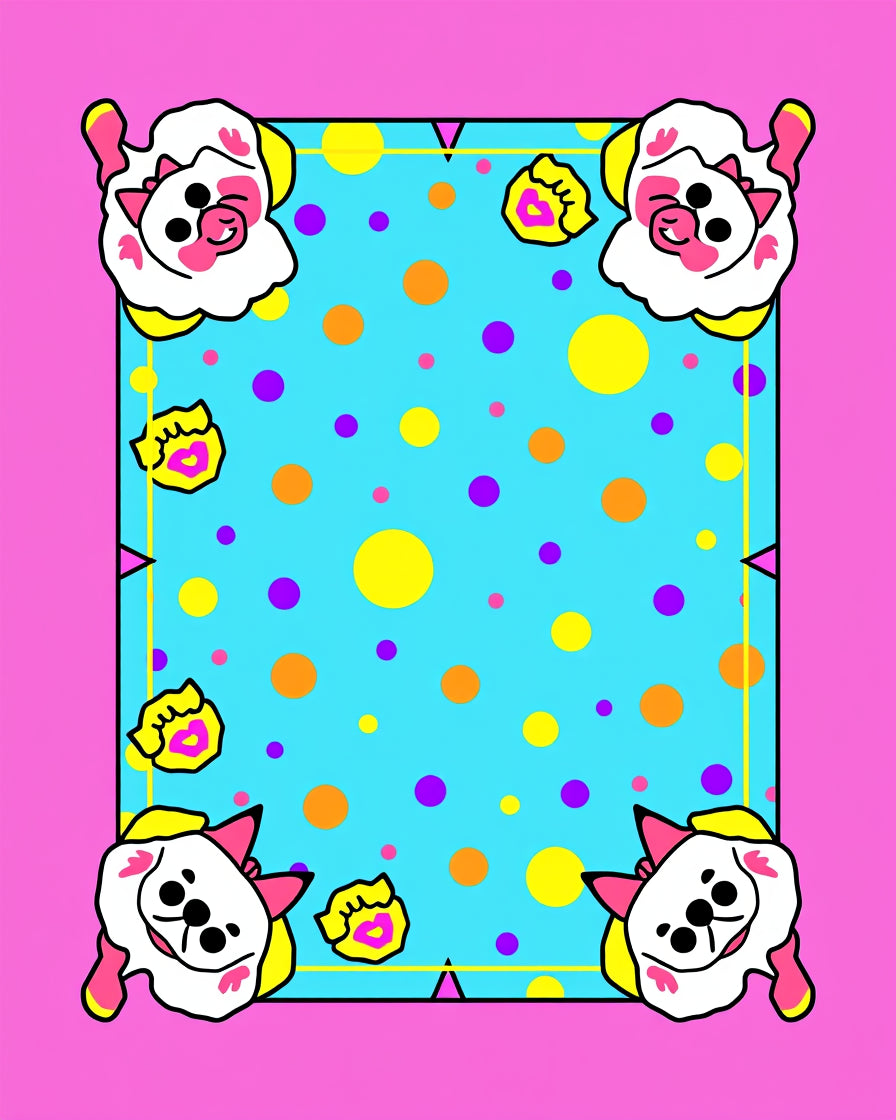Whimsical Dog Face Dots Pattern Rug