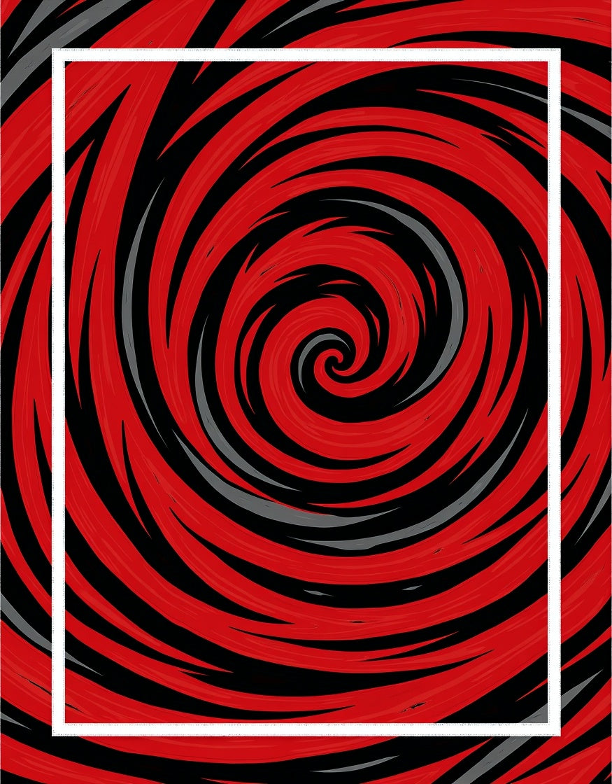 Bold Red Black Swirl Pattern Rug