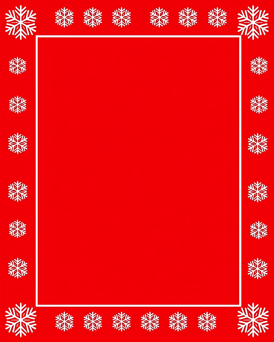 Red Snowflake Border Pattern Rug