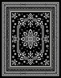 Black White Abstract Floral Mandala Rug