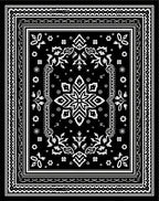 Black White Abstract Floral Mandala Rug