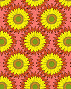 Yellow Sunflower Patterned Bright Rug