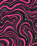 Bold Pink Black Swirl Pattern Rug