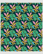 Tropical Green Pink Yellow Foliage Repeat Rug