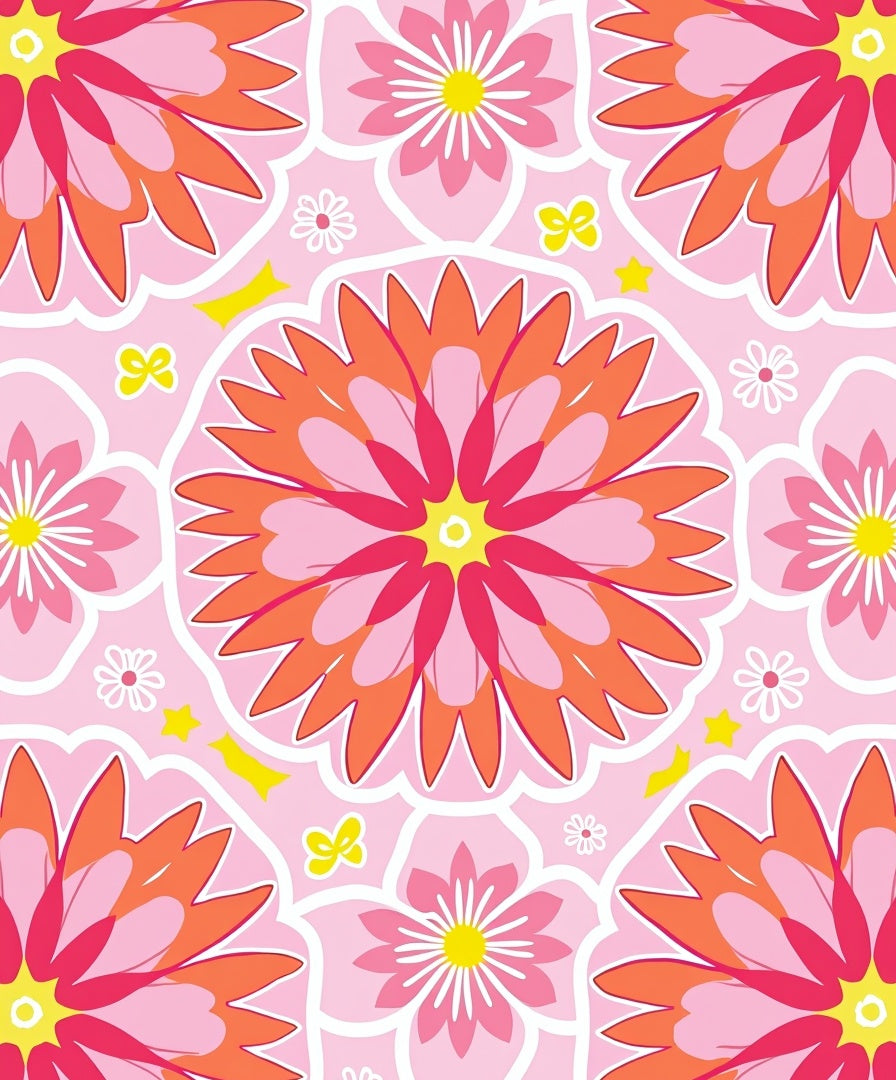 Vibrant Floral Patterned Pink Rug