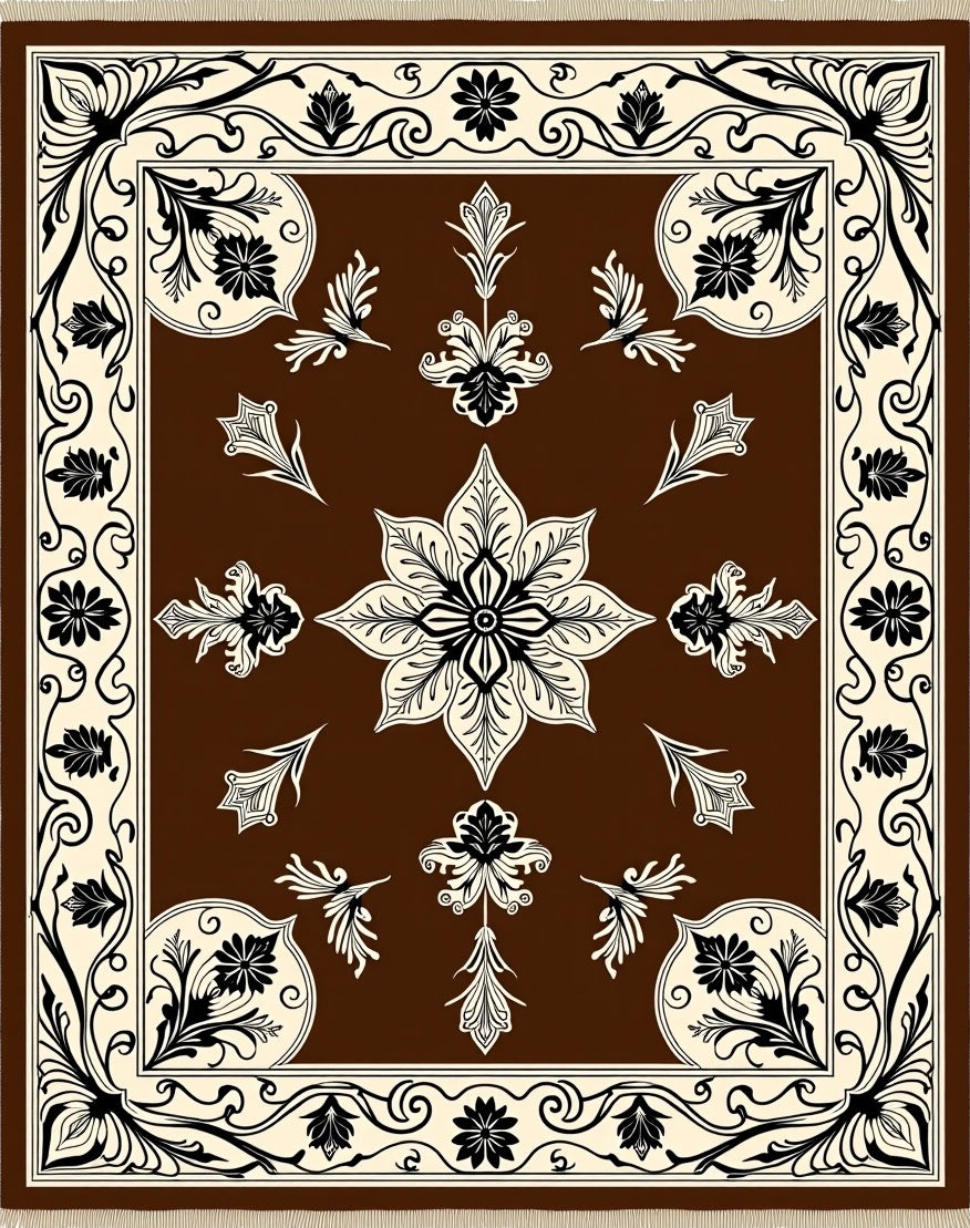 Ornate Floral Pattern Vintage Style Rug