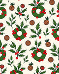 Green Holly Wreaths with Berries Pattern Rug