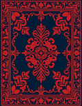 Traditional Red Floral Bordered Design Rug