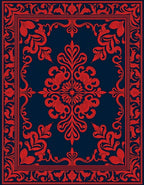 Traditional Red Floral Bordered Design Rug