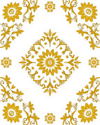 Golden Floral Medallion Decorative Pattern Rug