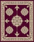 Ornate Floral Medallion Border Design Rug