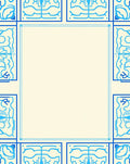 Blue Abstract Bordered Textile Design Rug