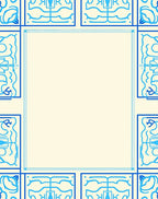 Blue Abstract Bordered Textile Design Rug