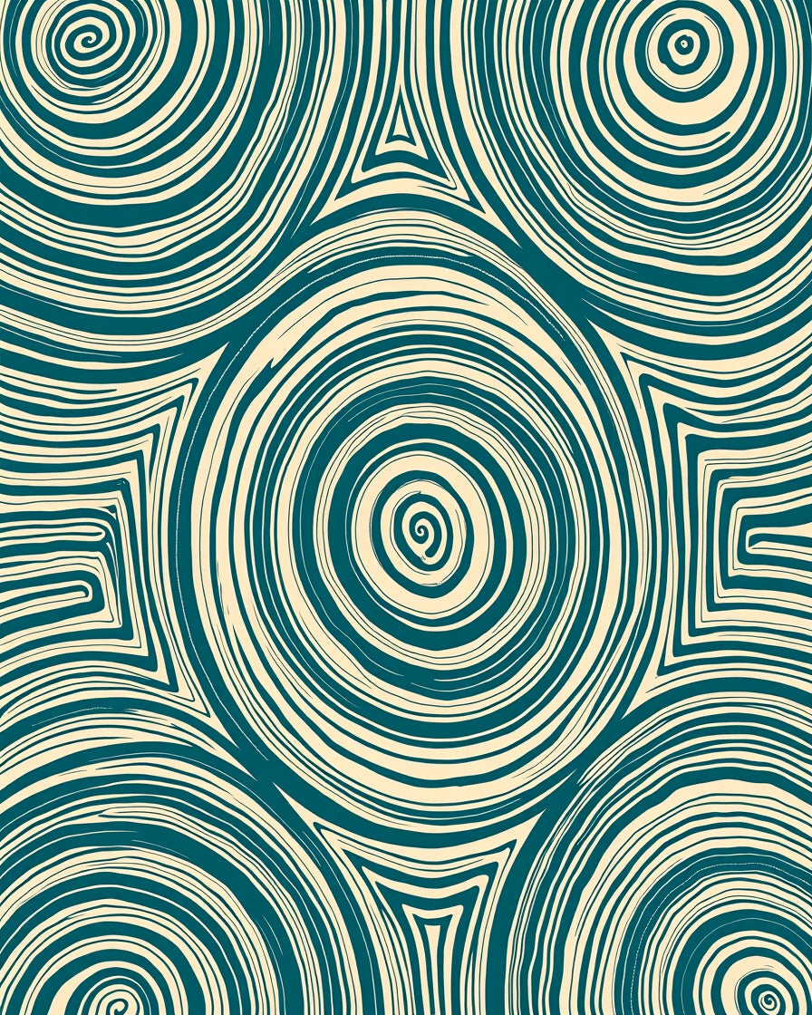 Swirling Teal Geometric Stripe Pattern Rug