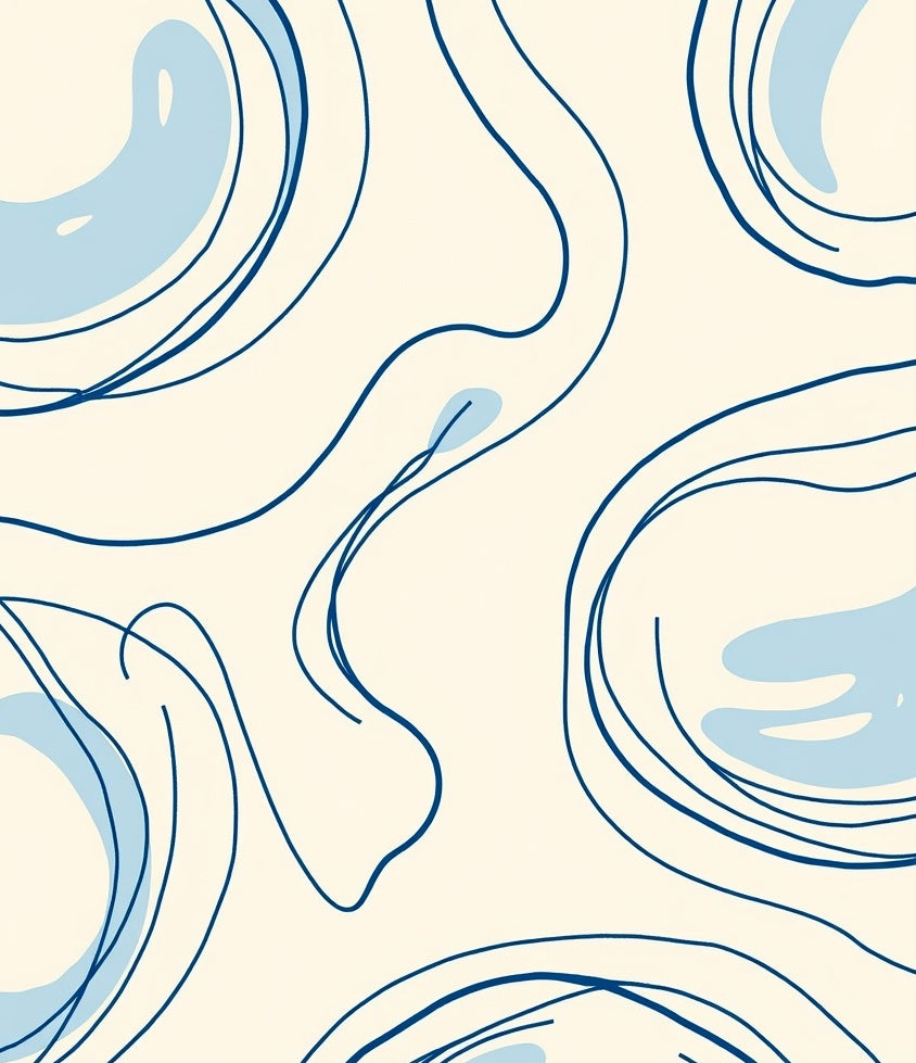 Blue Flowing Lines Organic Pattern Rug