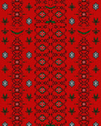 Bold Red Geometric Floral Pattern Rug