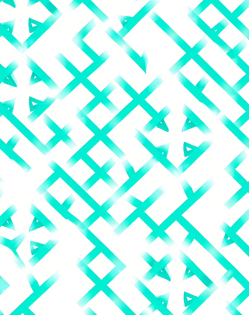 Abstract Aqua Geometric Interlocking Pattern Rug