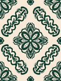 Dark Green Floral Arabesque Pattern Rug